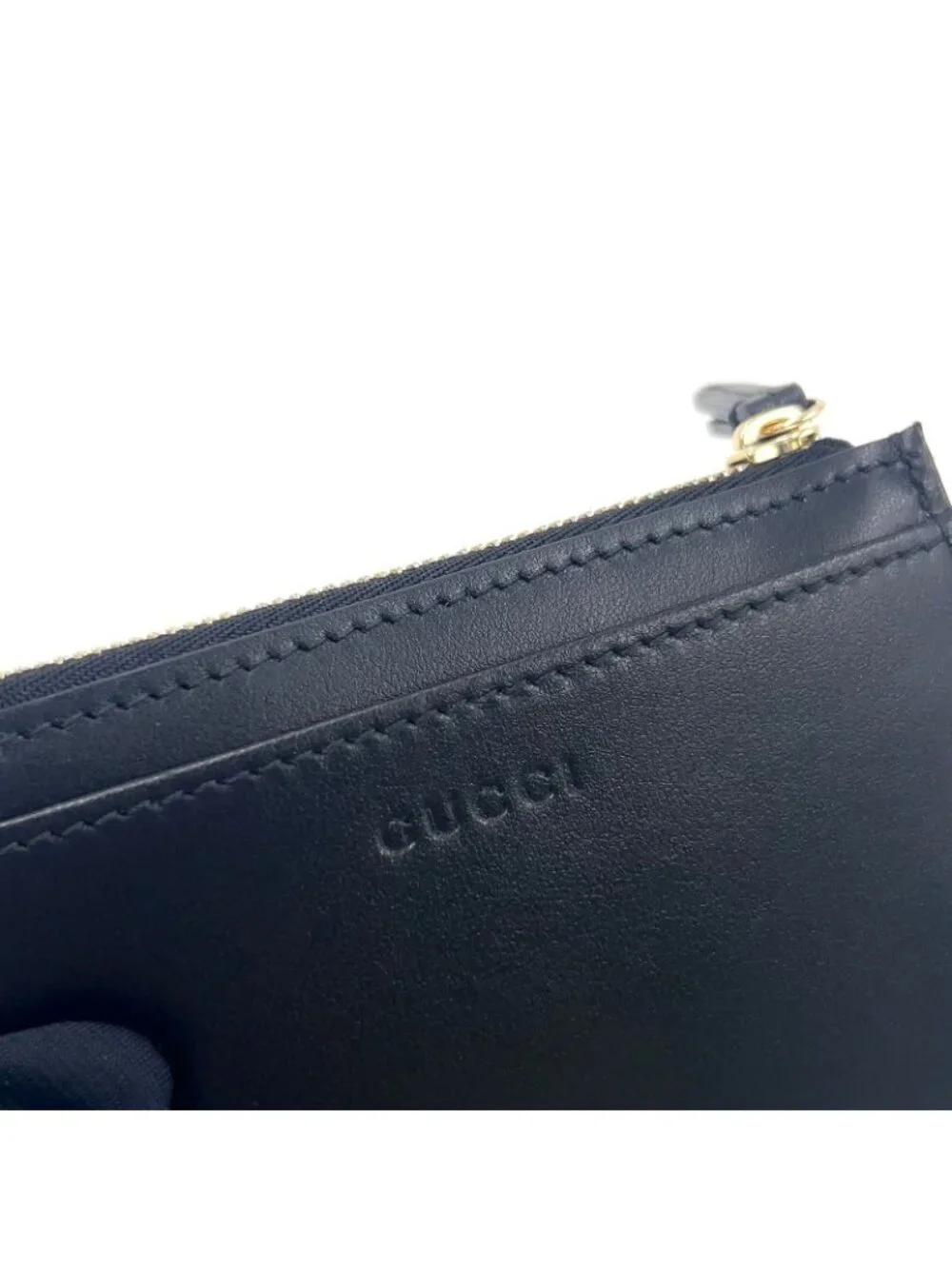 Gucci GG Marmont Leather Black Coin Case Gold With
